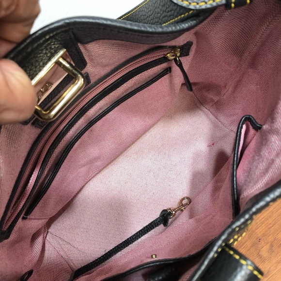 Dooney & Bourke Black Pebbled Leather Handbag - Gorgeous Details - EUC - Picture 6 of 14